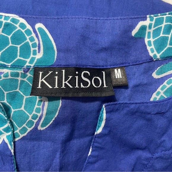 KikiSol Teal and Blue Turtle Print Tunic Beach Pool Cover Up Women's Size M - Picture 5 of 7